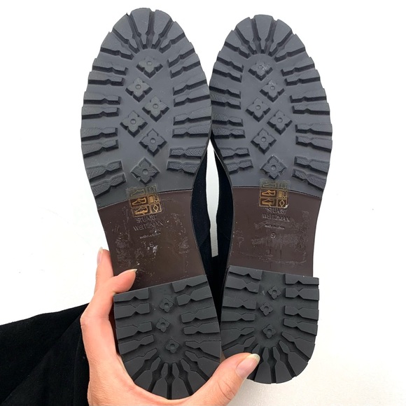 Stuart Weitzman Over The Knee Boots Suede Leather Low Block Heel Lug Sole 9 B - Picture 6 of 10